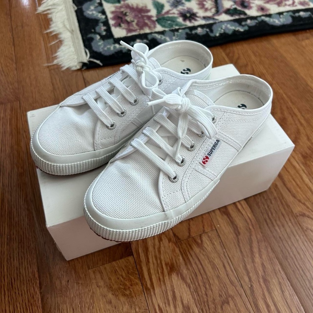 Superga Classic White Canvas Slip-Ons